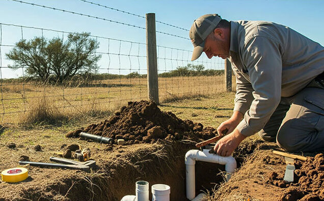 Plumber Connecting Pipe Trench